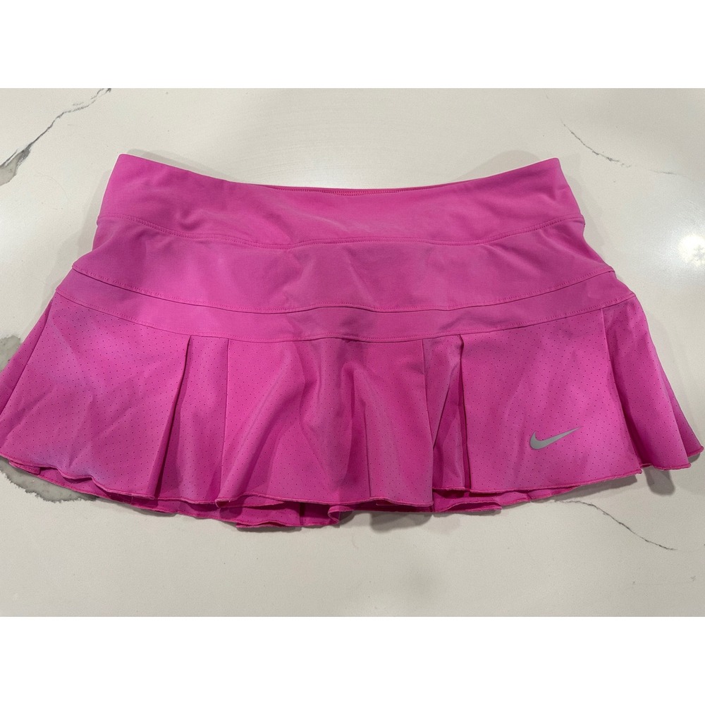 Nike Dri-FIT Womens Pink Pleated Tennis Skort Perforated Athletic Skirt Large